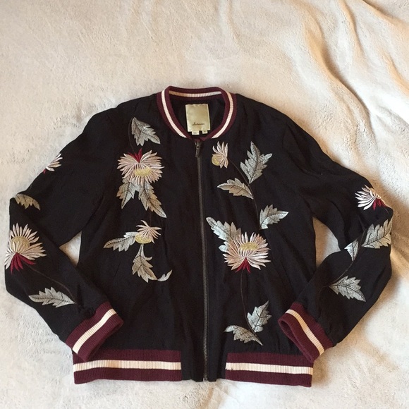 Anthropologie Jackets & Blazers - ANTHROPOLOGIE embroidered bomber jacket